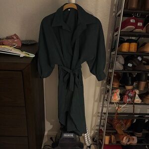 Elegant Dark Green Women's tunic with tie